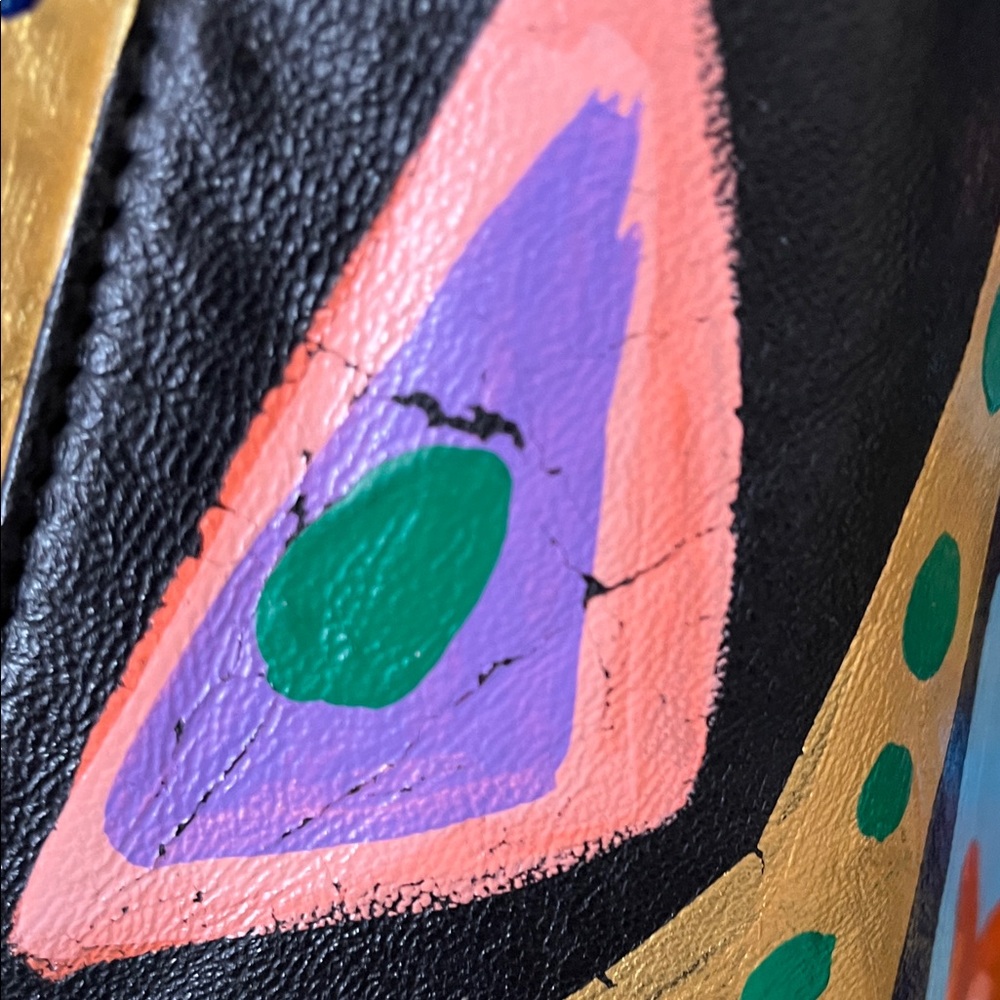 Colorful Patterned Leather Jacket - image 4